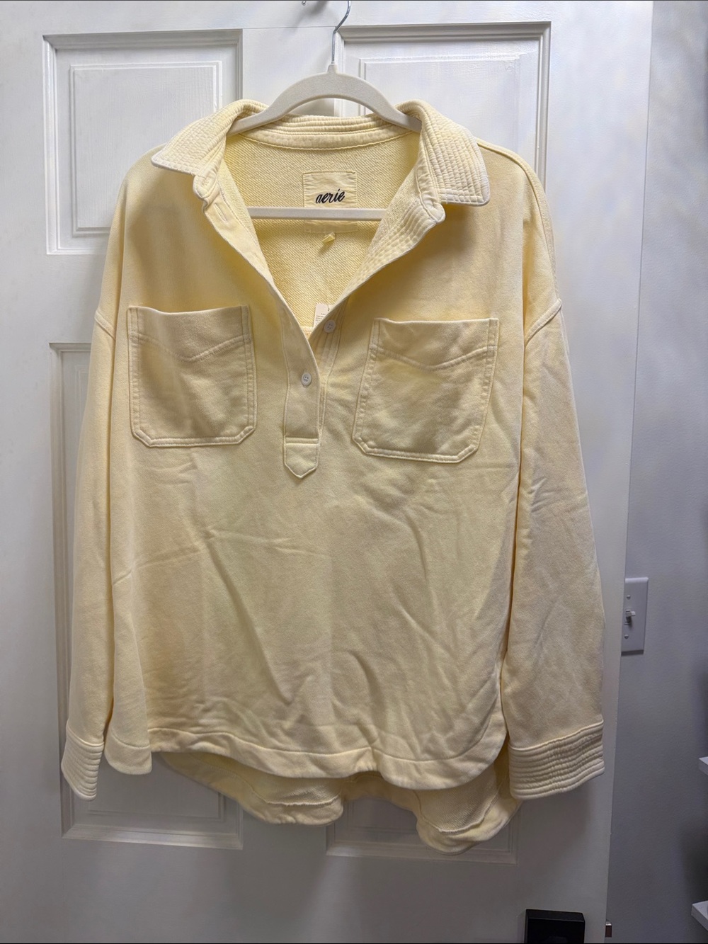 Aerie Cream Long-Sleeve Pullover Shirt-Sweater